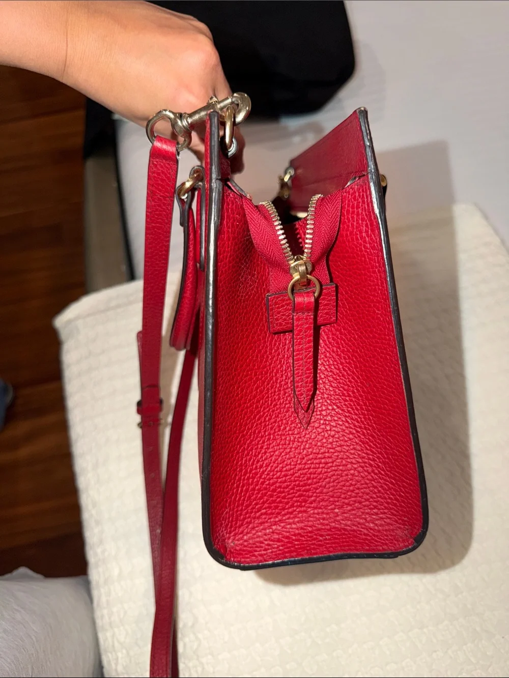 Gucci Red Pebbled Leather Top-Handle Satchel